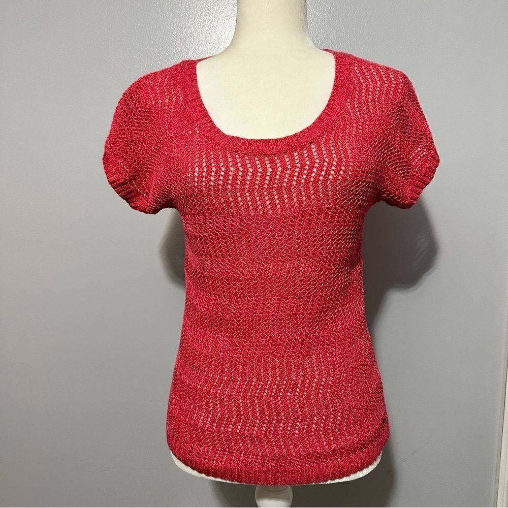 Eddie Bauer Women’s short sleeved coral knit sweater size XS